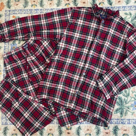 Polo Ralph Lauren Men's Plaid Flannel Pajama Set Size Medium red plaid cotton - Picture 2 of 13